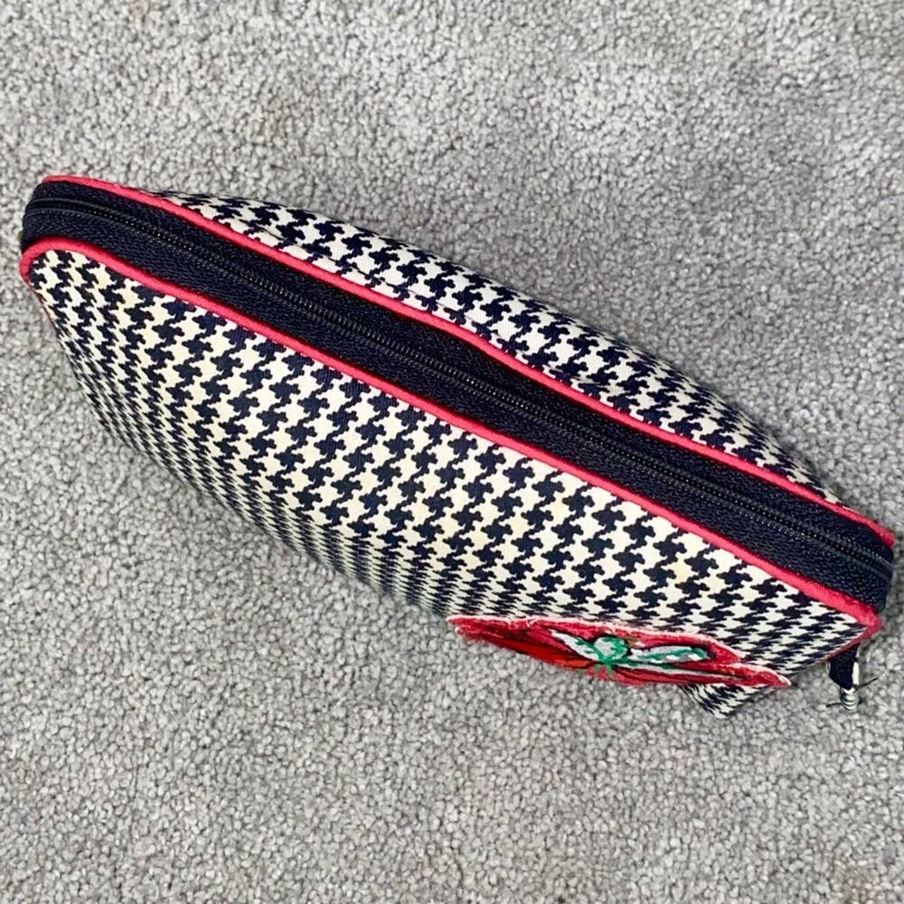 AUTH VTG Christian Dior Houndstooth Small Cosmetic Makeup Bag Clutch Zip Pouch - Picture 10 of 16